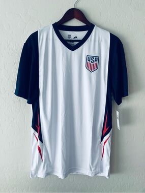 Icon Sports US Soccer Shirt Mens Large NWT White Navy USA Jersey United States⁠